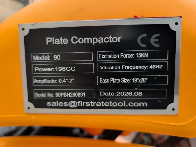 C90T Plate Compactor w/ 212cc Ducar Engine, side view