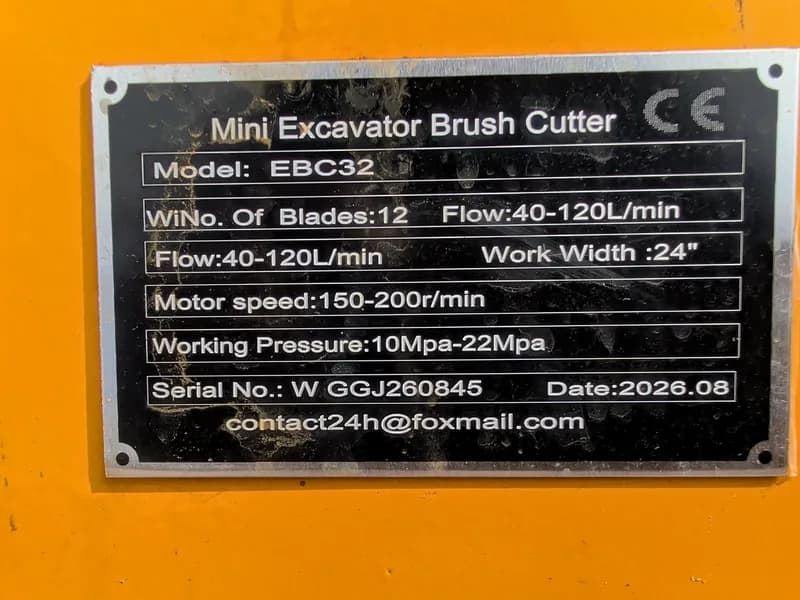 Future EBC32 Mini Excavator Brush Cutter 24in, side view