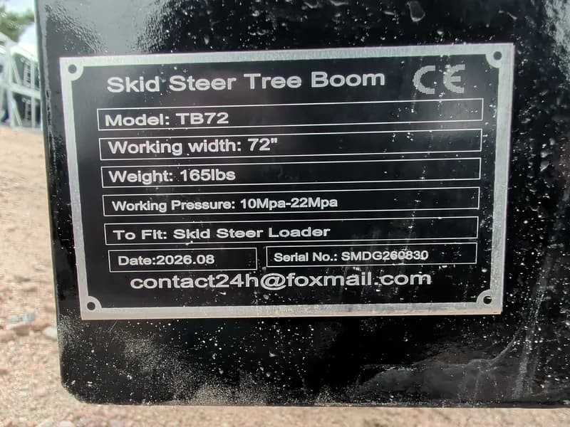 Skid Steer Tree Boom Attachment TB72 72in, rear view