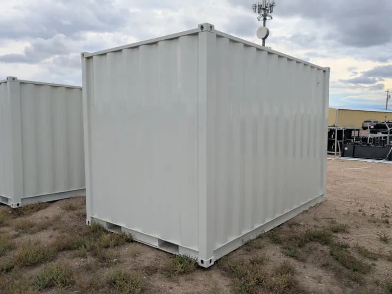 11ft Shipping Container Modified w/ Doors & Window, close-up view