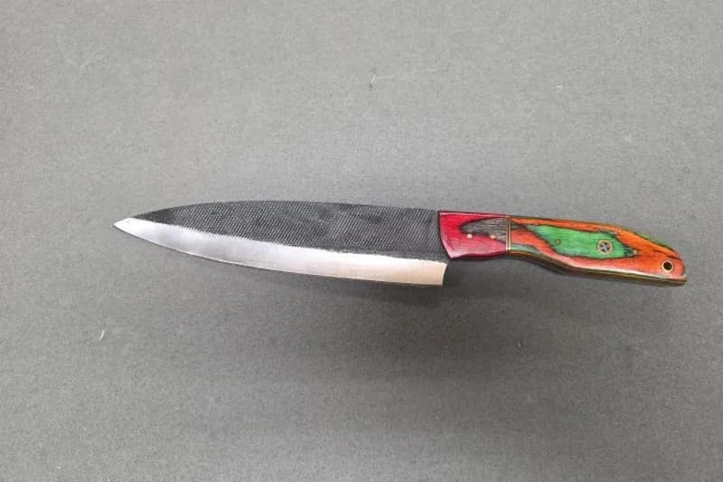 Kitchen Chef's Knife w/ Colorful Handle, detail view