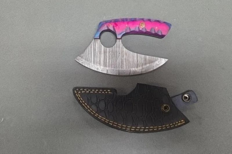 Karambit Knife Set w/ Colorful Handle & Sheath, side view