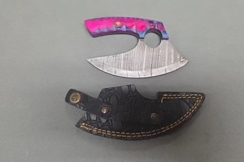 Karambit Knife Set w/ Colorful Handle & Sheath, rear view
