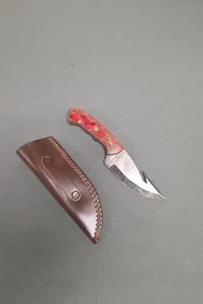 Fixed Blade Hunting Knife w/ Leather Sheath, rear view