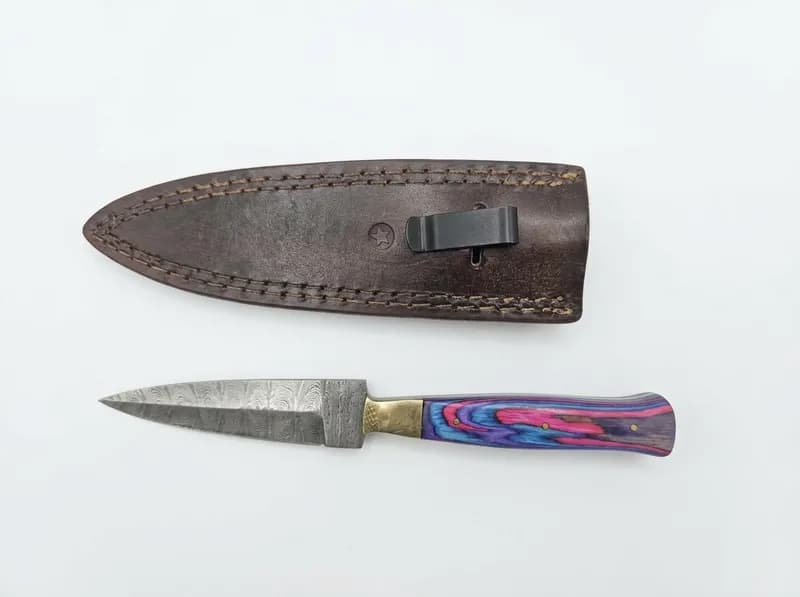 Lot of 2 Fixed Blade Knives w/ Leather Sheaths, Dagger & Drop-Point, primary view