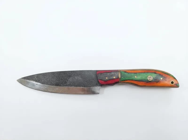 (56) Damascus Pattern Hunting & Folding Knives w/ Leather Sheaths | Free Shipping!, interior view