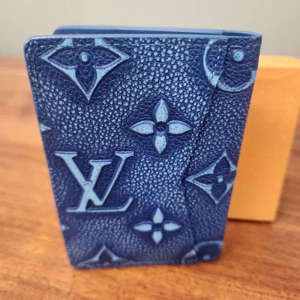 Louis Vuitton Monogram Wallet Compact Bifold Blue, side view