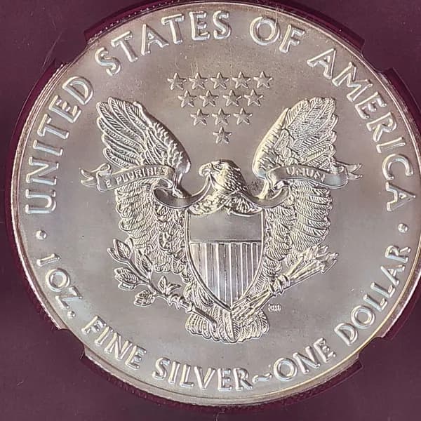 2018 American Silver Eagle One Dollar NGC Certified, rear view
