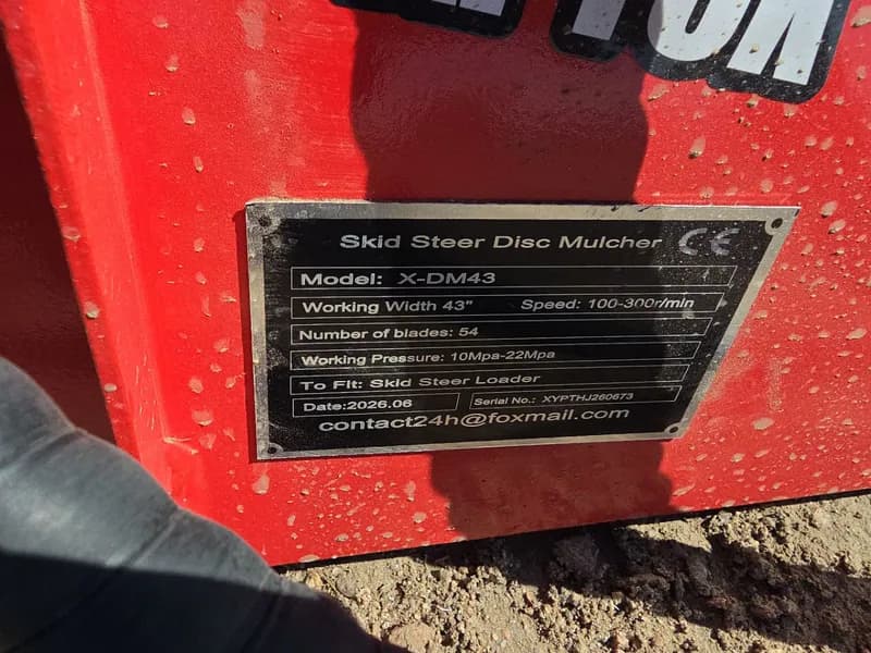 Skid Steer Disc Mulcher 43" Working Width 54 Blades, side view