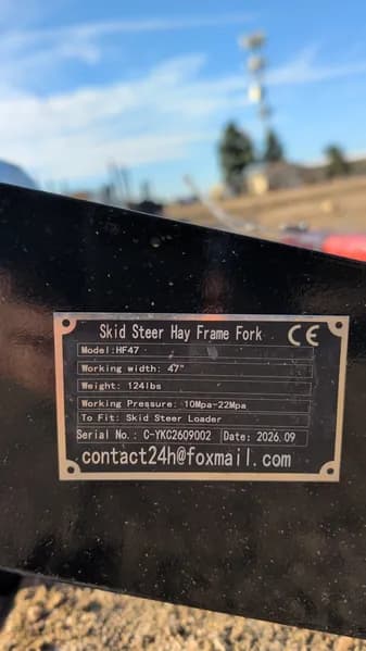 Skid Steer Hay Frame Fork HF47 47in, side view