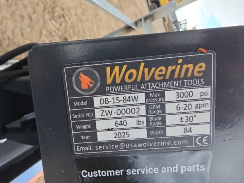Wolverine DB-15-84W Heavy Duty Skid Steer Dozer Blade, side view
