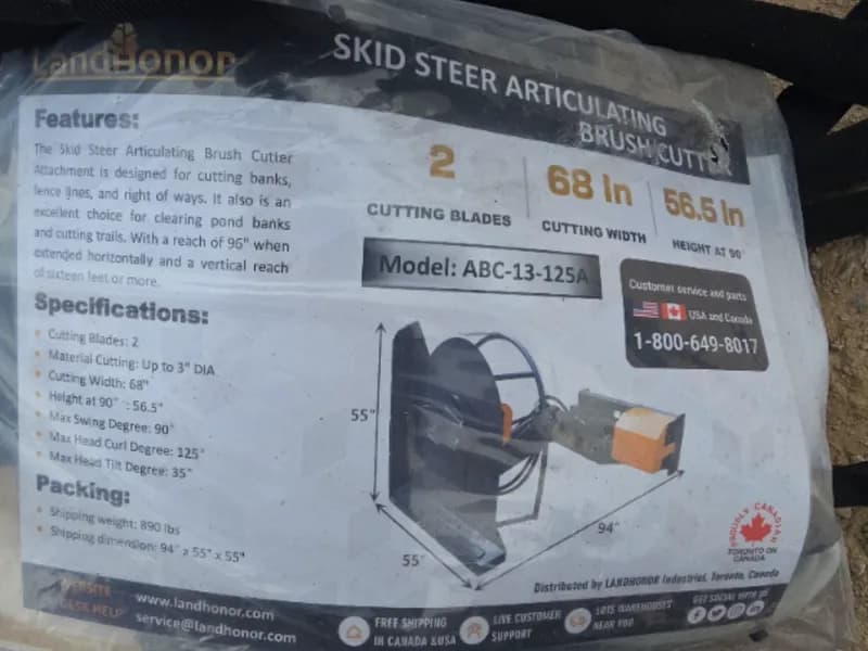 LandHonor ABC-13-125A Skid Steer Brush Cutter, side view