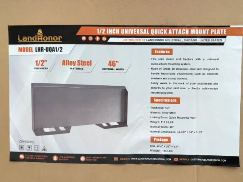 Landoor 1/2 inch Universal Quick Attach Mount Plate, primary view