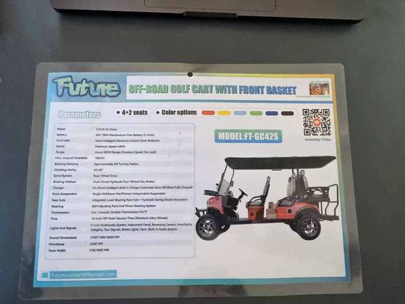 Unused Captok Electric Off-Road Golf Cart 6-Person GC42S 60V - Unassembled - Color May Vary, rear view