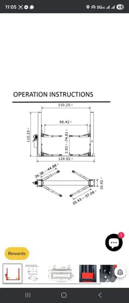 ATK-B1000 10,000 lb Capacity Two-Post Automotive Lift, side view