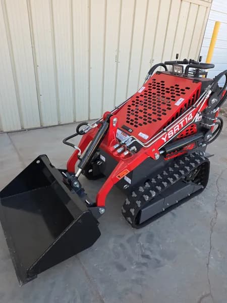 AGT YSRT14 Stand-On Mini Skid Steer Track Loader with 32 in. Bucket, rear view