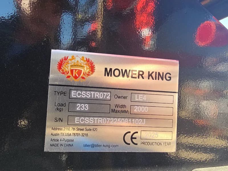 Mower King ECSSTR072 Skid Steer Commercial Mower Attachment, rear view