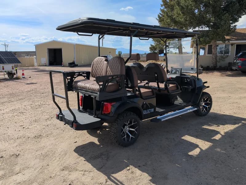 New 6 Person Luxury Electric Golf Cart SDLGC100 (Assembled) (Black)*Small hole in roof*, close-up view