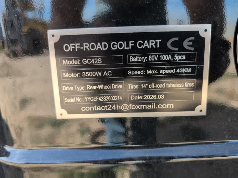 Unused Captok Electric Off-Road Golf Cart 6-Person GC42S 60V Assembled (Black) , view 9