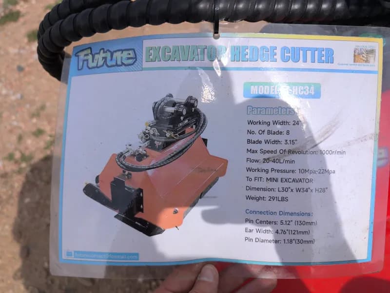 Hydraulic Excavator Hedge Cutter Attachment FT-HC34, close-up view